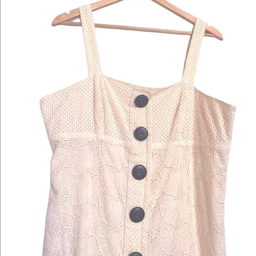 Kenzie Cream Eyelet Button Down Tank Top 14